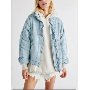 Free People Quilted Dolman Jacket in Wavy Waters